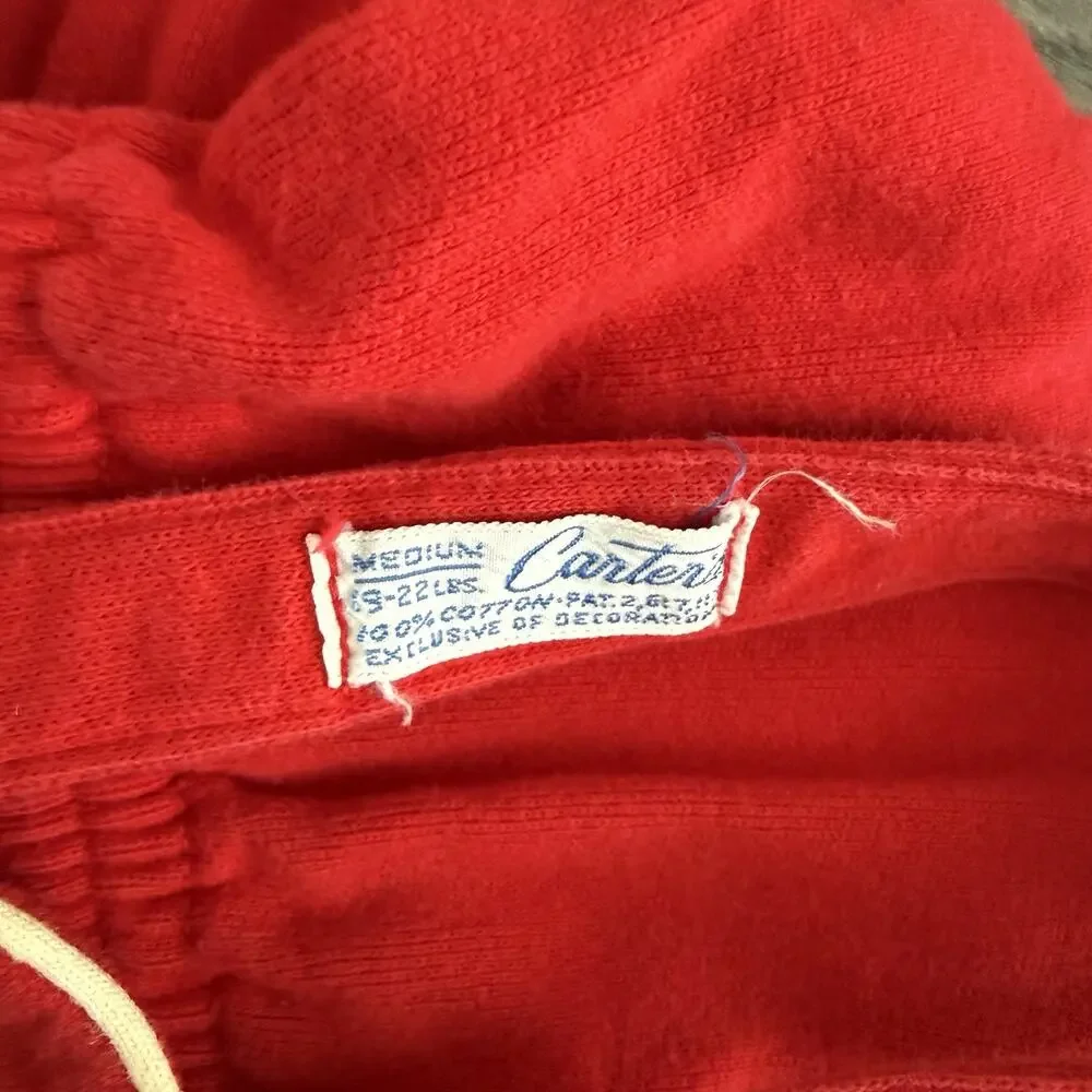 Vtg Carters Girls Boys Red Overalls Puppy Embroidered 6 Months 15-22 Lbs Cotton